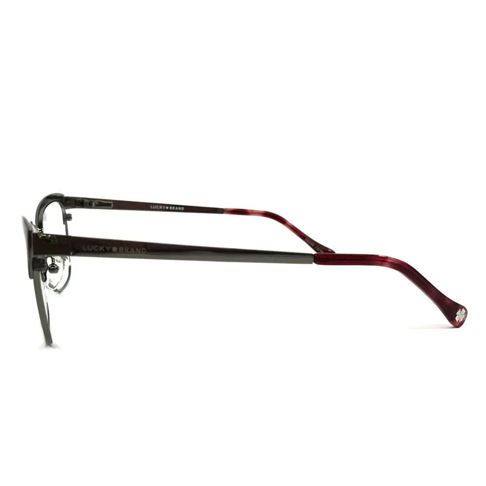 Lucky Brand Eyeglasses Frames D108 BURGUNDY Red Silver Cat Eye 52-17-140